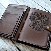Кожаный, именной, винтажный бумажник №17( копия)