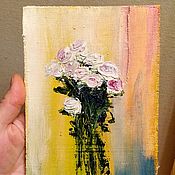 Картины и панно handmade. Livemaster - original item Painting with flowers White bouquet of roses. Handmade.