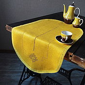 Для дома и интерьера handmade. Livemaster - original item The linen path on the table is bright yellow. Handmade.
