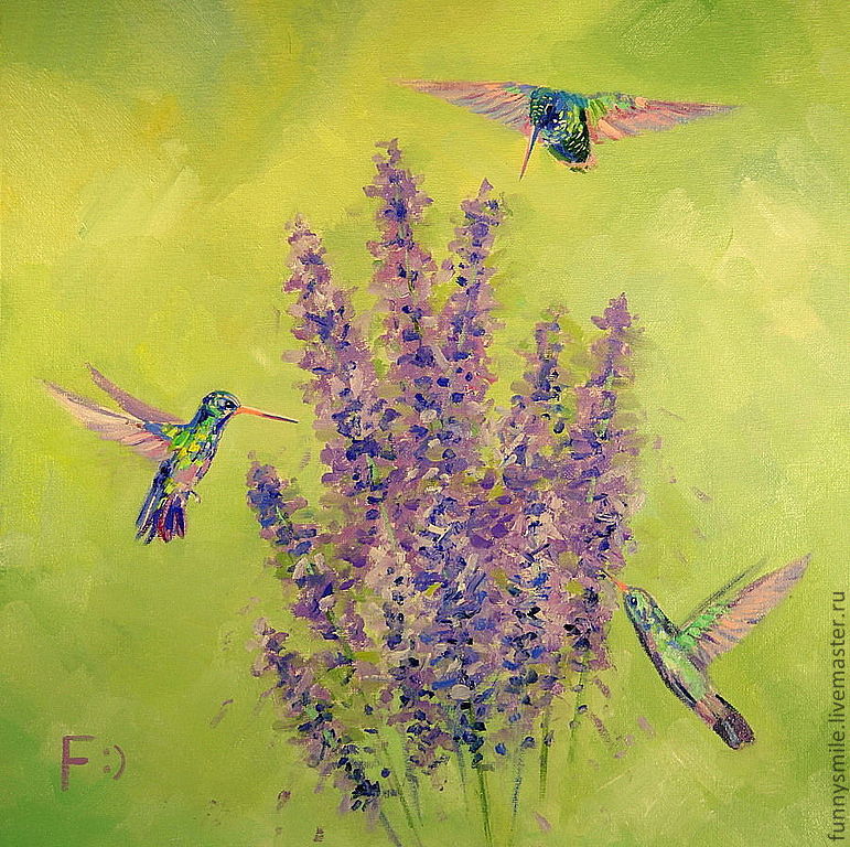 Oil painting on canvas. Lavender Hummingbird, Pictures, Moscow,  Фото №1