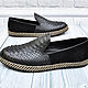 Order Slip-ons made of genuine python leather and suede, in black. SHOES&BAGS. Livemaster. . Slip-ons Фото №3