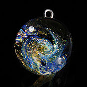Украшения handmade. Livemaster - original item Golden Galaxy ball pendant with nebula space stars. Handmade.