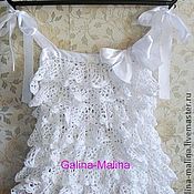 Одежда детская handmade. Livemaster - original item White dress for girls with ruffles and beanie-beret.. Handmade.