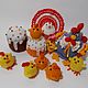 Easter composition. Chicken, chickens, cakes, chickens, Stuffed Toys, Ikryanoe,  Фото №1