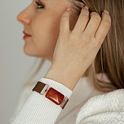 Украшения handmade. Livemaster - original item Bracelet for aries female with carnelian, leather. Handmade.