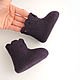 Dark purple booties for the baby from pure Merino wool 8.5 cm, Babys bootees, Moscow,  Фото №1