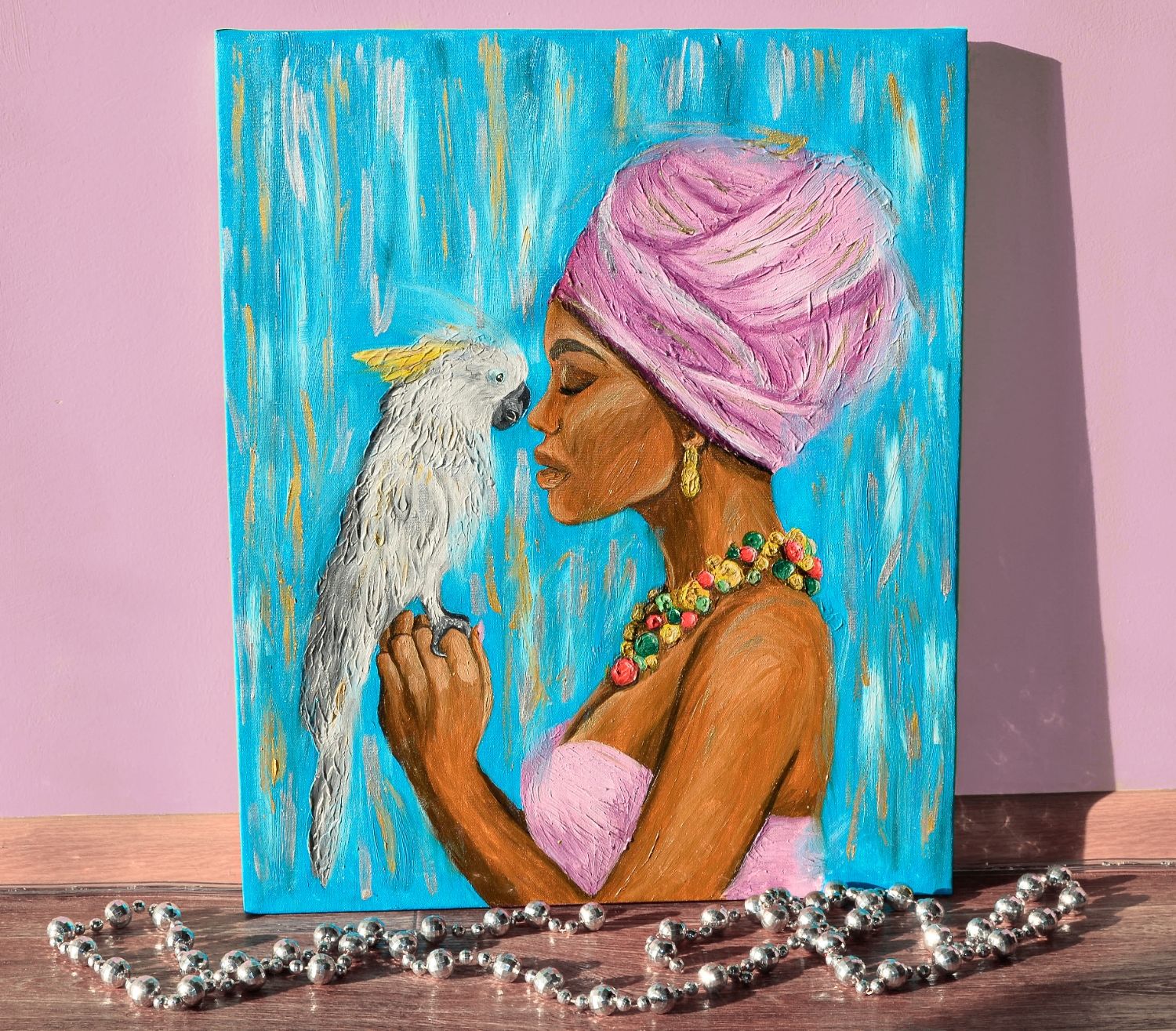 Дама с попугаем отзывы. Интерьерная картина африканка. Картина маслом Африканская женщина. Картина негритянка с попугаем. Африканка акрилом.