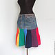 Denim skirt 'rainbow', Skirts, Moscow,  Фото №1
