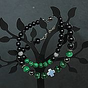 Украшения handmade. Livemaster - original item A pair of bracelets for him and her-malachite agate. Handmade.