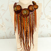 Украшения handmade. Livemaster - original item Amber rain leather necklace. Decoration of the skin on the neck.. Handmade.