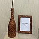 Бутылка декоративная "Бронзовые злаки". Техника терра. Ваза. Бутылки. Кристина (shkr1977). Ярмарка Мастеров.  Фото №6