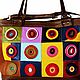 Leather woman brown artistic handbag Kandinsky's Circles". Classic Bag. Leather  Art  Phantasy. My Livemaster. Фото №4