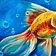Golden fish oil painting in a frame. Pictures. Yulia Berseneva ColoredCatsArt. My Livemaster. Фото №4