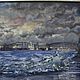 Bolsheokhtinsky bridge in St. Petersburg - the author's oil painting, Pictures, St. Petersburg,  Фото №1