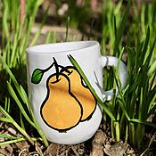 Посуда handmade. Livemaster - original item Mug with Pear Pattern Cup for Lefty Gardener Pear. Handmade.