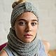 Warm knitted headband in grey Alpaca Cinza. Bandage. alpaca-del-sol. Online shopping on My Livemaster.  Фото №2