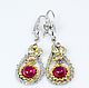 Earrings with natural ruby, Earrings, Novosibirsk,  Фото №1
