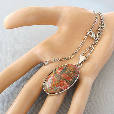 Украшения ручной работы. Ярмарка Мастеров - ручная работа Подвеска кулон оберег талисман яшма унакит родированная фурнитура. Handmade.