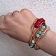 Stone beaded bracelet. 2 row leather cuff bracelet. Coral bracelet. Braided bracelet. Bijoux-By-Inna. Online shopping on My Livemaster.  Фото №2