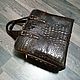 Men's bag made of embossed crocodile skin, in brown!, Men\'s bag, St. Petersburg,  Фото №1