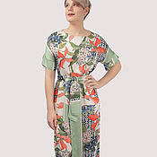 Одежда handmade. Livemaster - original item Viscose dress with floral print satin floor length. Handmade.