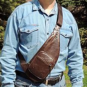 Сумки и аксессуары handmade. Livemaster - original item Men`s bag: Men`s crossbody bag leather brown Alan. Handmade.
