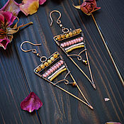 Украшения handmade. Livemaster - original item Triangular Earrings with Jasper Long Large Earrings Pink. Handmade.