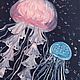 Painting miniature-postcard oil ' Pair of jellyfish'. Cards. letymary (letymary). Online shopping on My Livemaster.  Фото №2