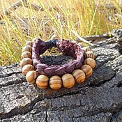 Украшения handmade. Livemaster - original item Leather bracelet Braid and beads. Handmade.