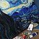 Картина маслом "Звездная ночь", Ван Гог, копия, 90-70. Картины. Жанна Щепетова. Ярмарка Мастеров.  Фото №5