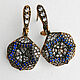 Earrings 'Star of the East' silver sapphires, Earrings, Novaya Usman,  Фото №1