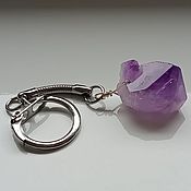 Сумки и аксессуары handmade. Livemaster - original item A charm keychain with a natural large!!! amethyst crystal. Handmade.