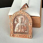 Украшения handmade. Livemaster - original item Body icon of St. Nicholas the Wonderworker red and white gold (I3). Handmade.