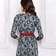 Viscose dress Oriental motifs, grey blue straight midi. Dresses. mozaika-rus. My Livemaster. Фото №4