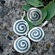 Украшения handmade. Livemaster - original item Earrings Ring and Pendant Rock Carvings Curl of Silver 925 RO0039. Handmade.