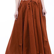 Одежда ручной работы. Ярмарка Мастеров - ручная работа 100% linen terracotta boho skirt. Handmade.