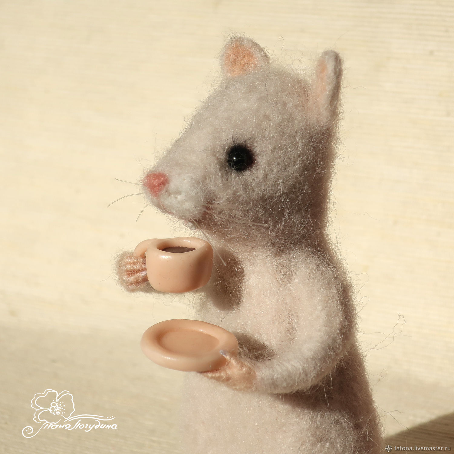 Мышка "Время пить кофе", Войлочная игрушка, Москва,  Фото №1