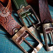 Аксессуары handmade. Livemaster - original item Leather belt with molded embossed buckle. Handmade.