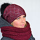 'Vivienne Marsala' double winter hat with fur pompom. Caps. Natalie Wool -Art. Online shopping on My Livemaster.  Фото №2