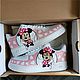 Кастомные кроссовки белые nike  AF1, ручная роспись, Минни Маус арт. Кроссовки. Olgavolgoart. Роспись одежды и обуви. Кастом. Ярмарка Мастеров.  Фото №15
