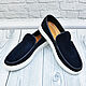 Slip-ons for men, made of natural suede, in dark blue color!. Slip-ons. SHOES&BAGS. My Livemaster. Фото №5