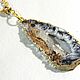 Order Agate cross-section pendant with druse on a chain, gold and gray rhodium pendant. Neformal-World. Livemaster. . Pendants Фото №3