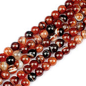 Материалы для творчества handmade. Livemaster - original item Sardonyx 10 mm, natural stone beads for jewelry. Handmade.