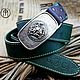  Leather belt with bronze buckle ' Medusa Gorgon'. Straps. Leather product G.M.G.. My Livemaster. Фото №5