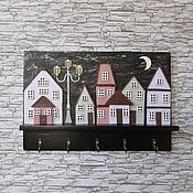 Для дома и интерьера handmade. Livemaster - original item Key holders wall: Housekeeper Night, Street, lantern.... Handmade.