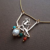 Merry bells. A bright necklace and earrings with coral and turquoise