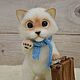 felt toy: A cat with a suitcase, Felted Toy, Simferopol,  Фото №1