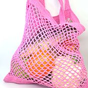 Сумки и аксессуары handmade. Livemaster - original item Bag-string bag, hand-knitted from cotton, pink. Handmade.