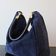  Dark Blue Suede Hobo Bag. Crossbody bag. Olga'SLuxuryCreation. Online shopping on My Livemaster.  Фото №2