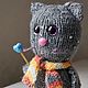 Кот в шарфике с сердцем игрушка вязаная. Игрушки. Наталья С. (Nchub). Интернет-магазин Ярмарка Мастеров.  Фото №2